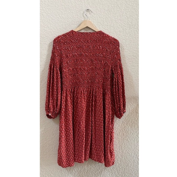 Madewell Challis Dress Daisy Floral Smocked Casual Relaxed Prairie Red Medium - Picture 4 of 13